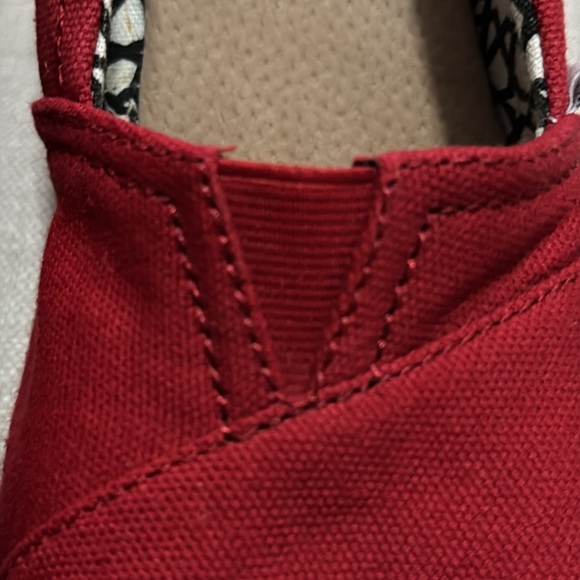 Toms Espadrille Wedge Peep Toe Sandals-Sz 9.5-Red Cotton Cloth - Picture 14 of 16